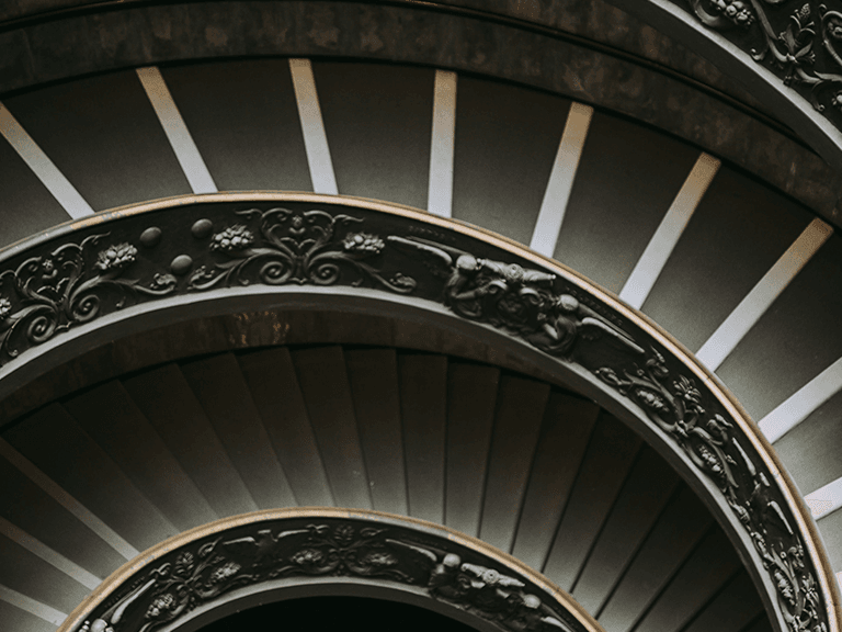 Vatican Museum stairs, Rome, Italy