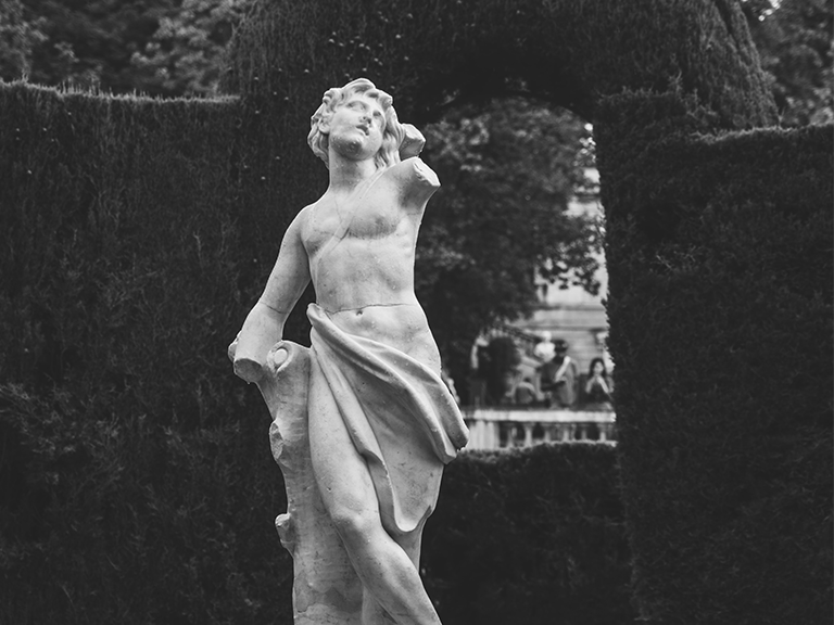 Marble statue in a garden