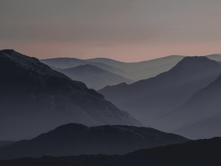 Mountain range at dusk