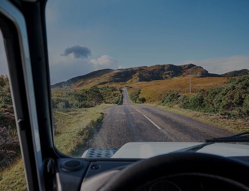 Road in Scottish Highlands